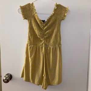 Yellow floral print romper